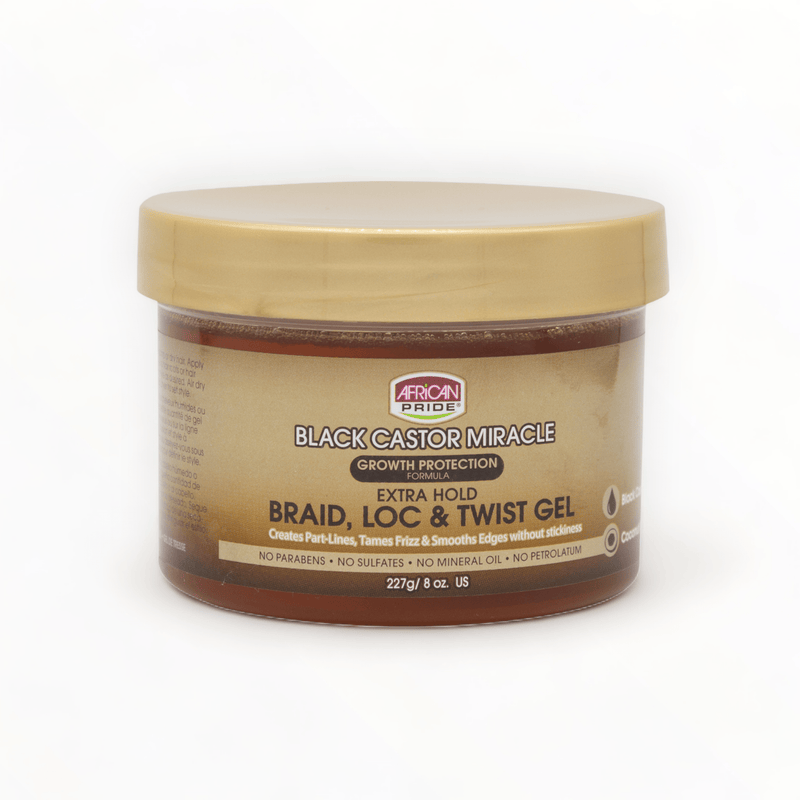 African Pride Black Castor Miracle Braid Loc And Twist Gel 8oz/227 g-Just Right Beauty UK