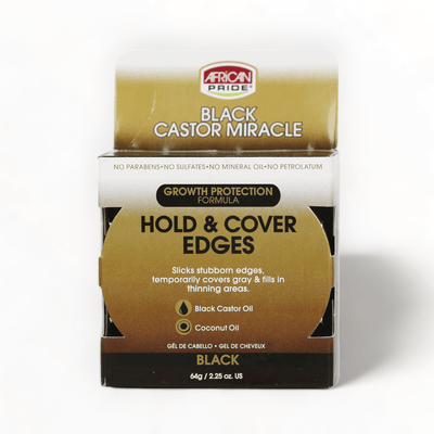 African Pride Black Castor Miracle Hold And Cover Edges 2.25oz/64g-Just Right Beauty UK