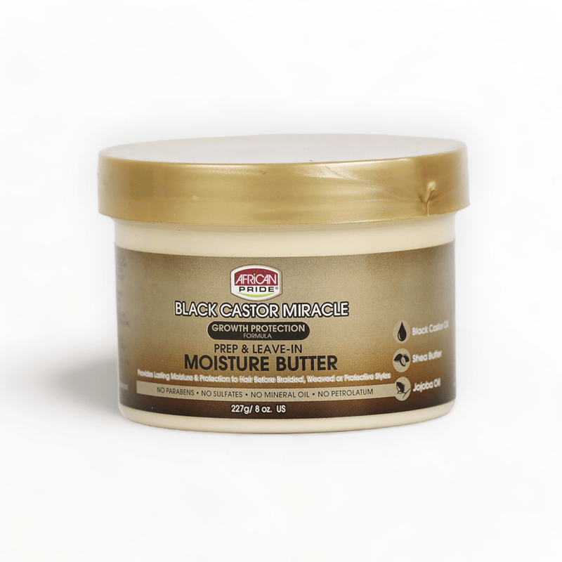 African Pride Black Castor Miracle Prep & Leave-In Moisture Butter 8oz/227g-Just Right Beauty UK