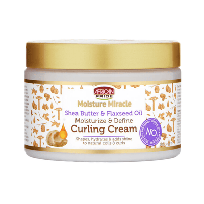 African Pride Moisture Miracle SHEA BUTTER & FLAXSEED OIL CURLING CREAM, 12 OZ/340g-Just Right Beauty UK