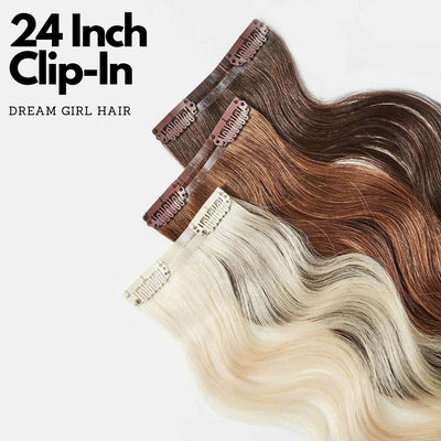 Dream Girl 24 Inch Clip In Human Hair Extensions-Just Right Beauty UK