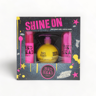Tigi Shine on Party Ready Loook Gift Set After Party Cream, Motormouth Volumizer and Head Rush Shine Spray-Just Right Beauty